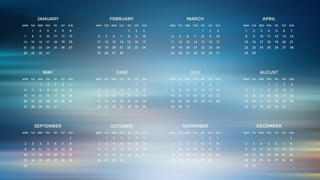 Image of a calendar with blue background